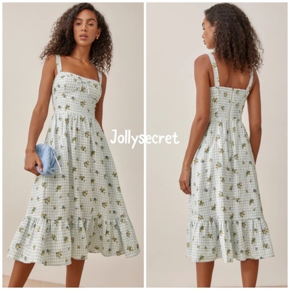 NEW Reformation Maegan linen midi Al Fresco dress